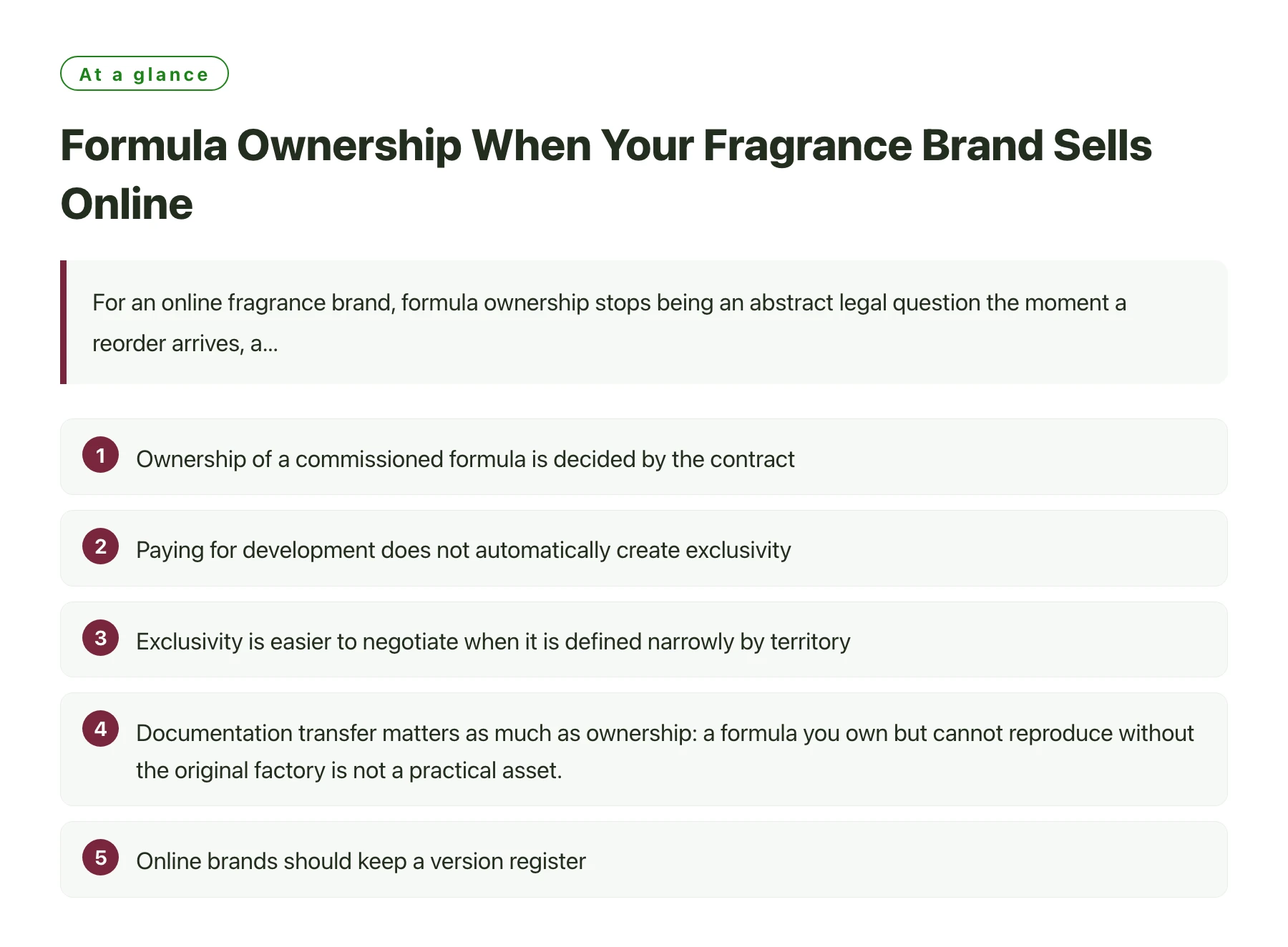Formula Ownership When Your Fragrance Brand Sells Online——全文要点速览