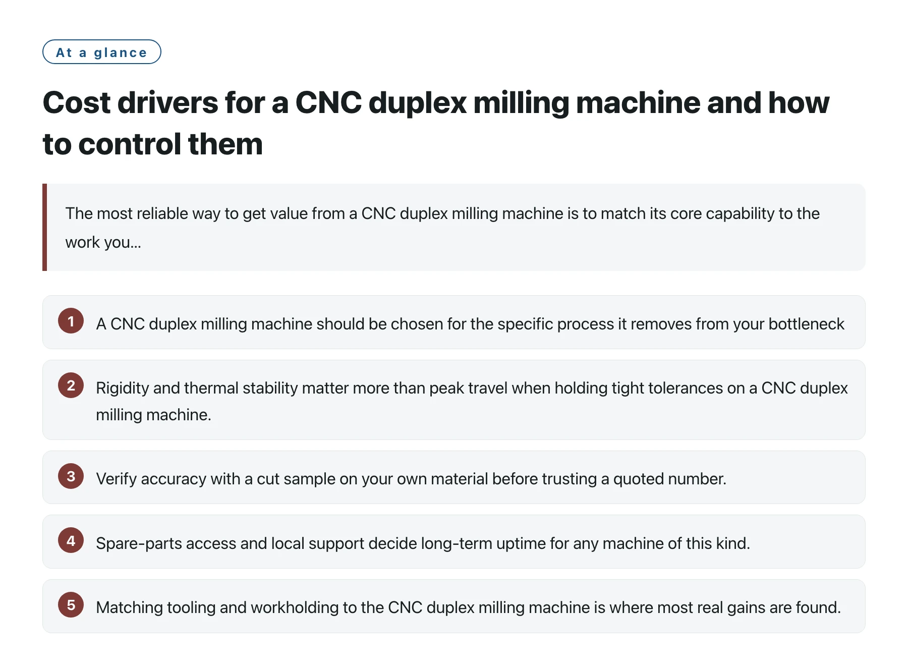 Cost drivers for a CNC duplex milling machine and how to control them——全文要点速览